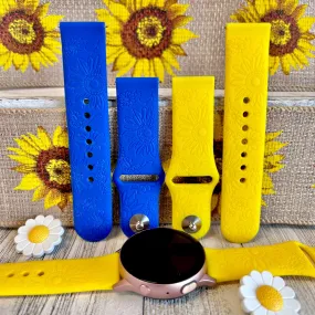 Engraved Sunflower Silicone Band For Samsung Watch Two Colors Available