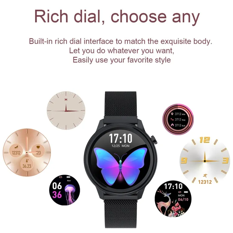 F80 1.3 inch TFT Color Screen IP68 Waterproof Women Smart Watch, Support Body Temperature Monitor / Blood Pressure Monitor / Menstrual Cycle Reminder(Black)