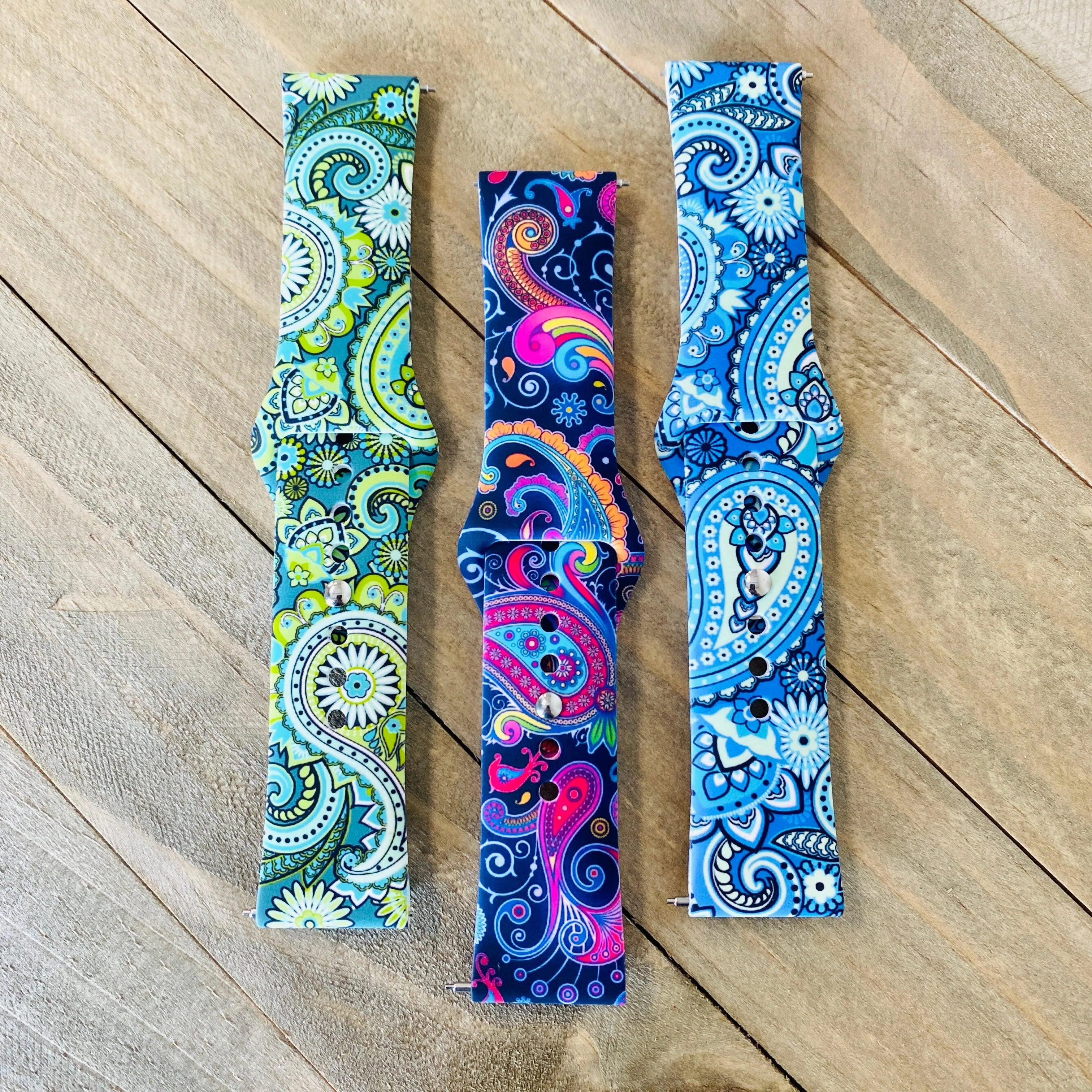 Fancy Paisley Print Silicone Band For Fitbit Versa 1/2 Multiple Colors Available