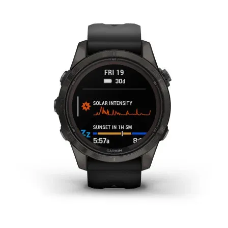 Fenix® 7S Pro – Sapphire Solar Edition - Carbon Gray DLC Titanium with Black Band