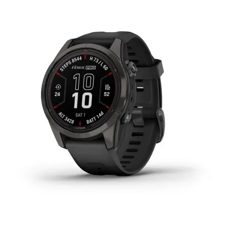 Fenix® 7S Pro – Sapphire Solar Edition - Carbon Gray DLC Titanium with Black Band