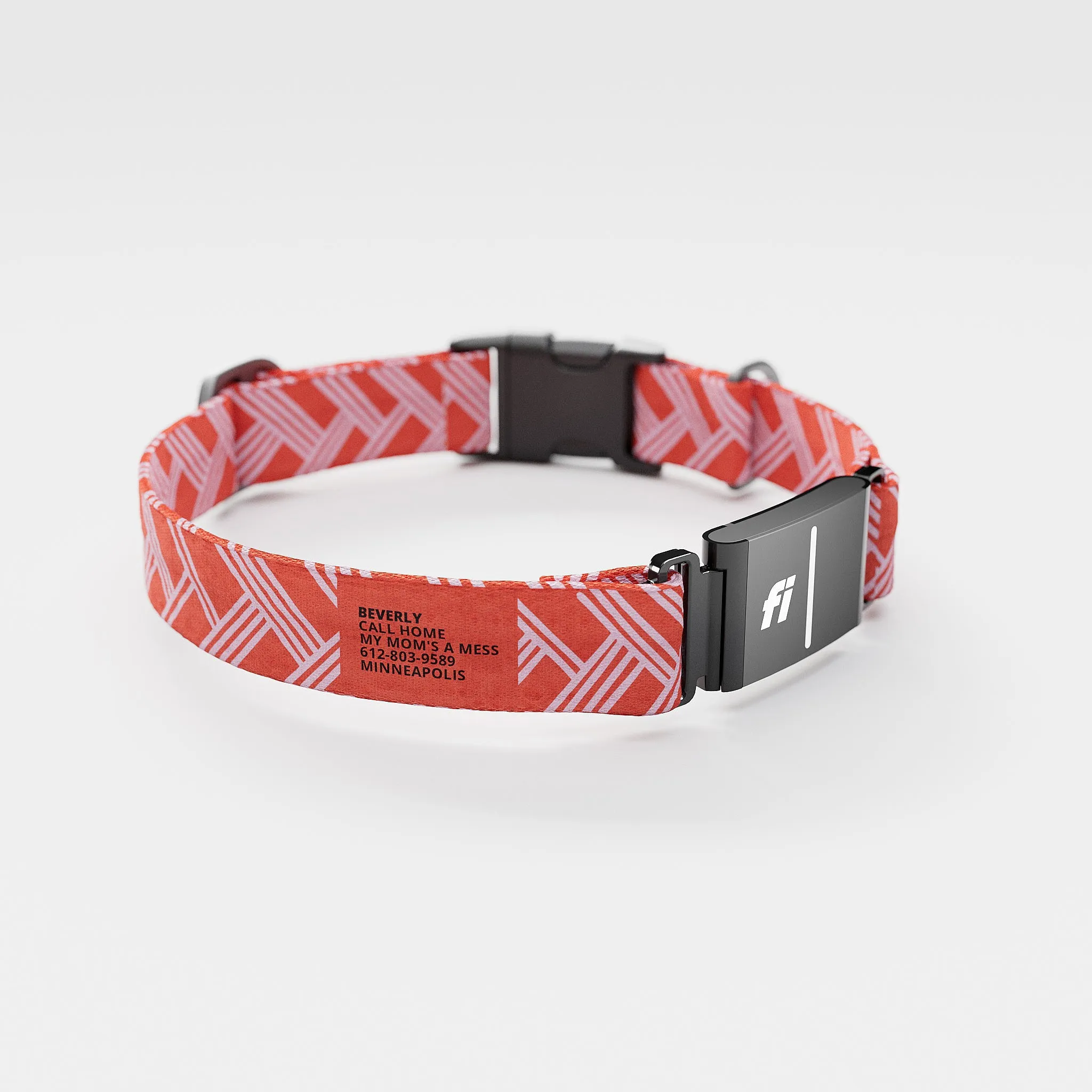 Fi GPS Included Fishtail Red White Everyday Collar (6 month subscription)