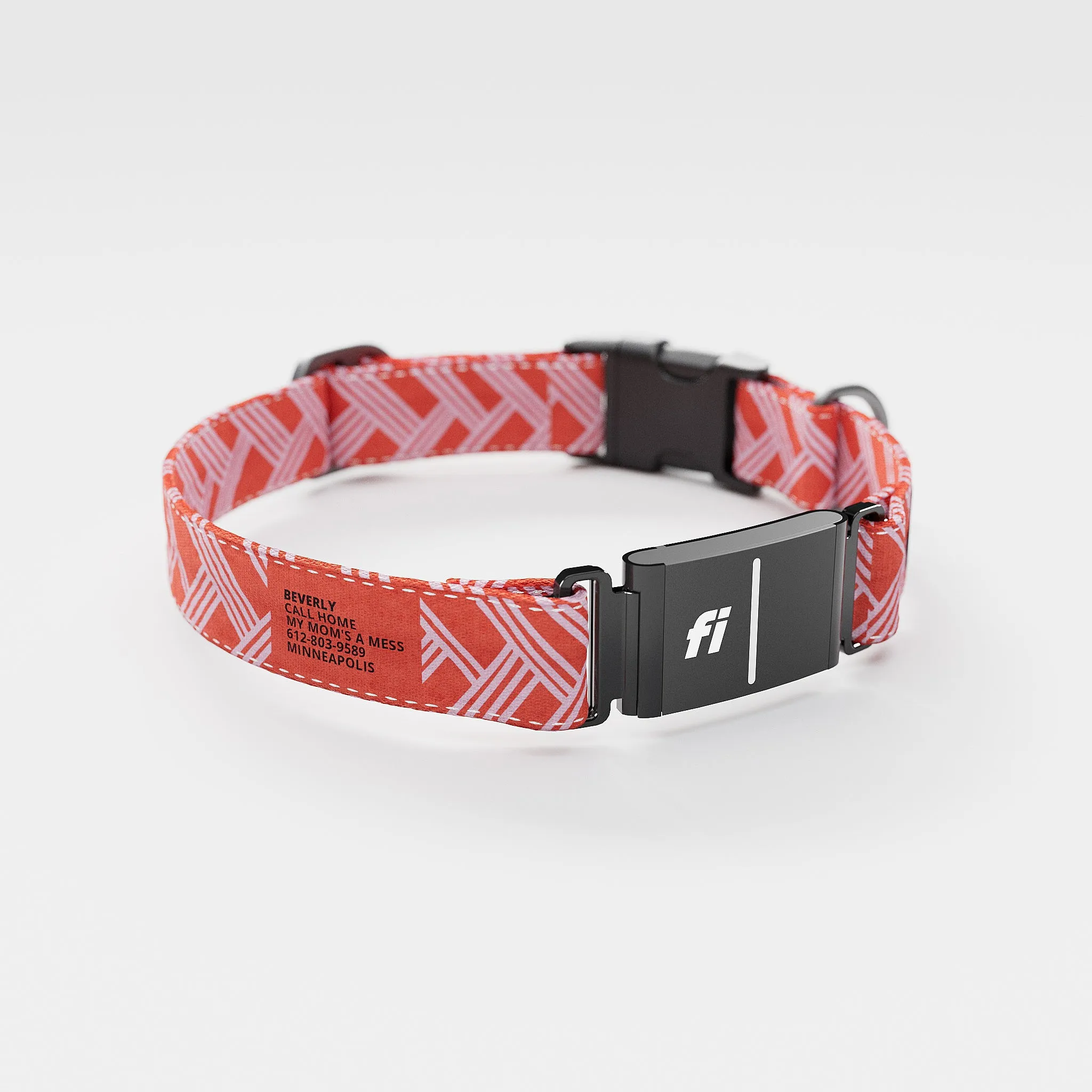 Fi GPS Included Fishtail Red White Everyday Collar (6 month subscription)