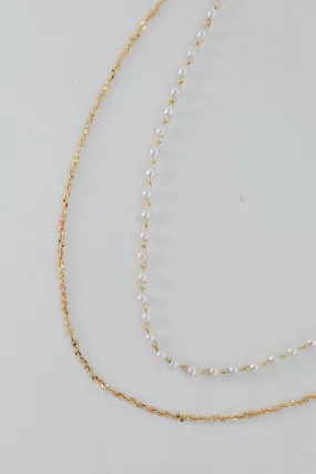 FINAL SALE - Kelsey Gold Pearl Layered Chain Necklace