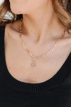 FINAL SALE - Molly Gold Smiley Face Necklace