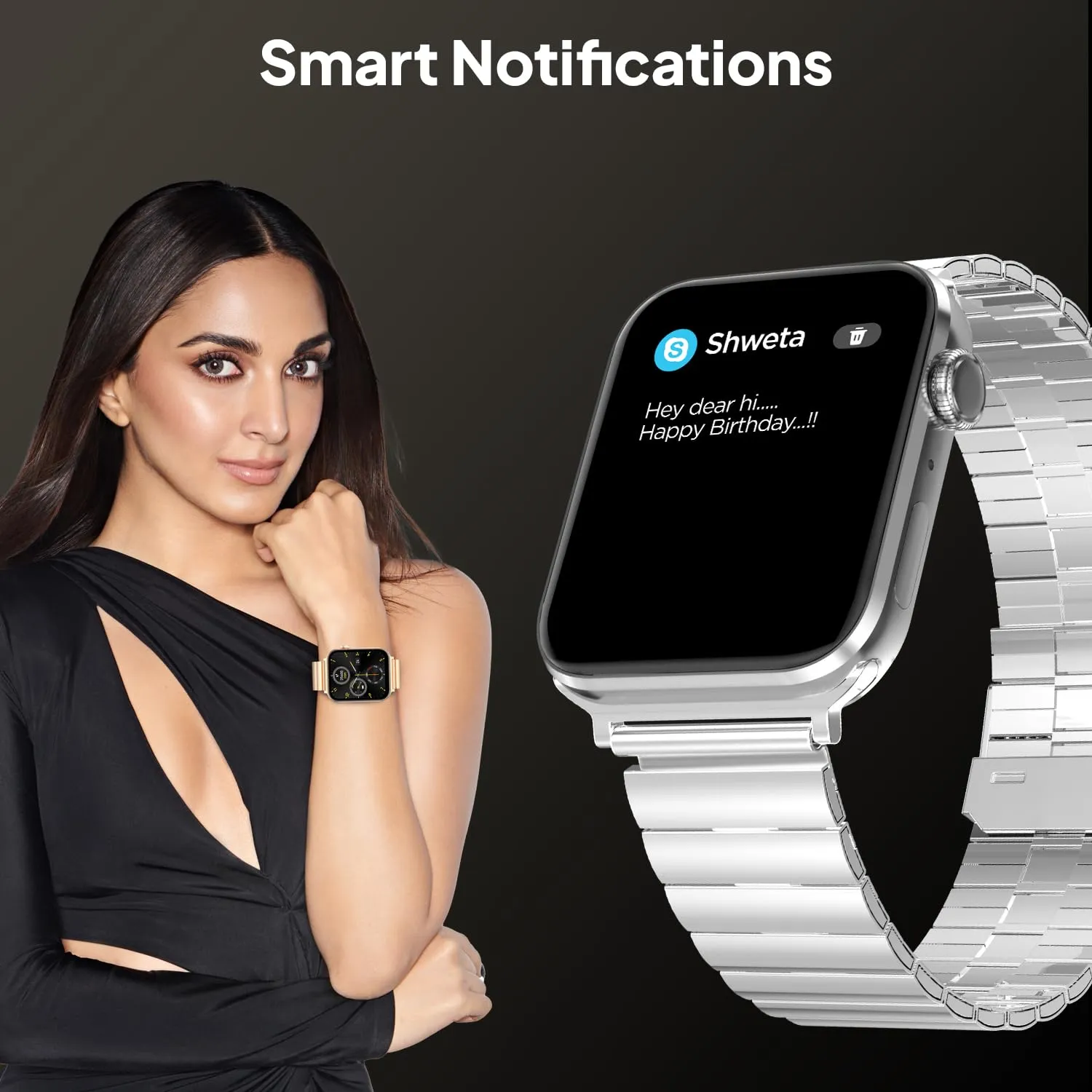 Fire-Boltt Visionary Ultra 1.78" AMOLED, Stainless Steel Luxury Smart Watch with Extra Silicone Strap for Casual Look, Bluetooth Calling with Rotating Crown, 100  Sports Mode, TWS Connection (Silver)