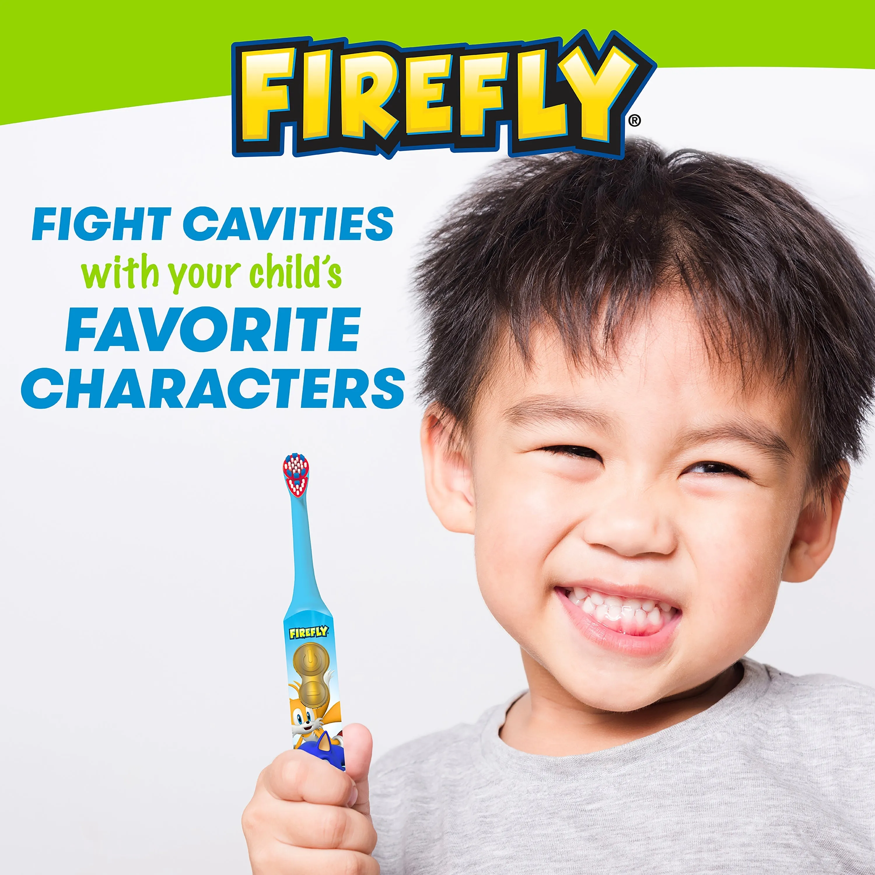 Firefly Clean N' Protect Sonic the Hedgehog Battery Powered Toothbrush with 3D Antibacterial Cover