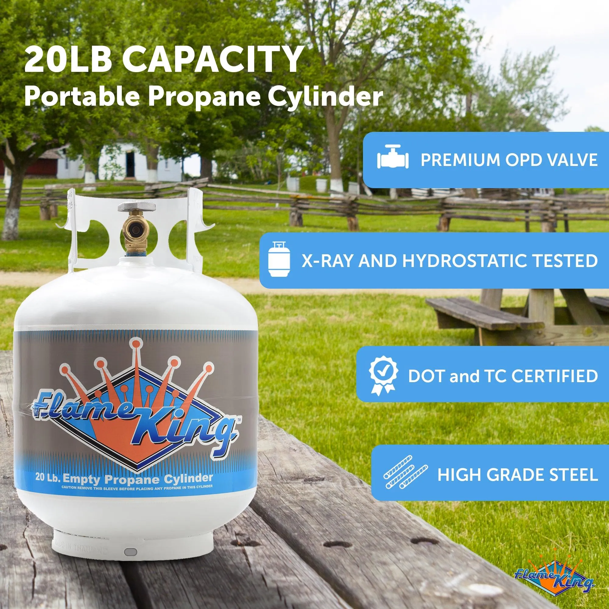 Flame King 20lb Propane Tank LP Cylinder with OPD