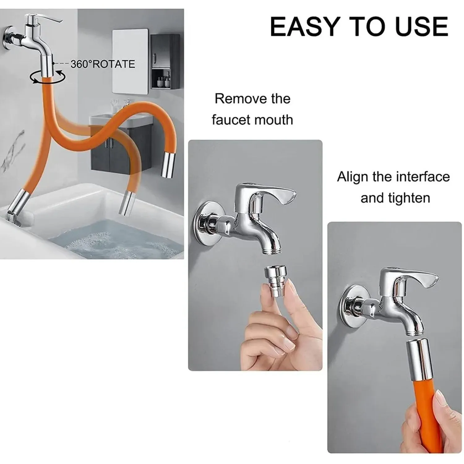 Flexible Water Tap Extender, Universal Foaming Extension Tube with Connector, 360 Free Bending Faucet Extender, Adjustable Sink Drain Extension (18cm)