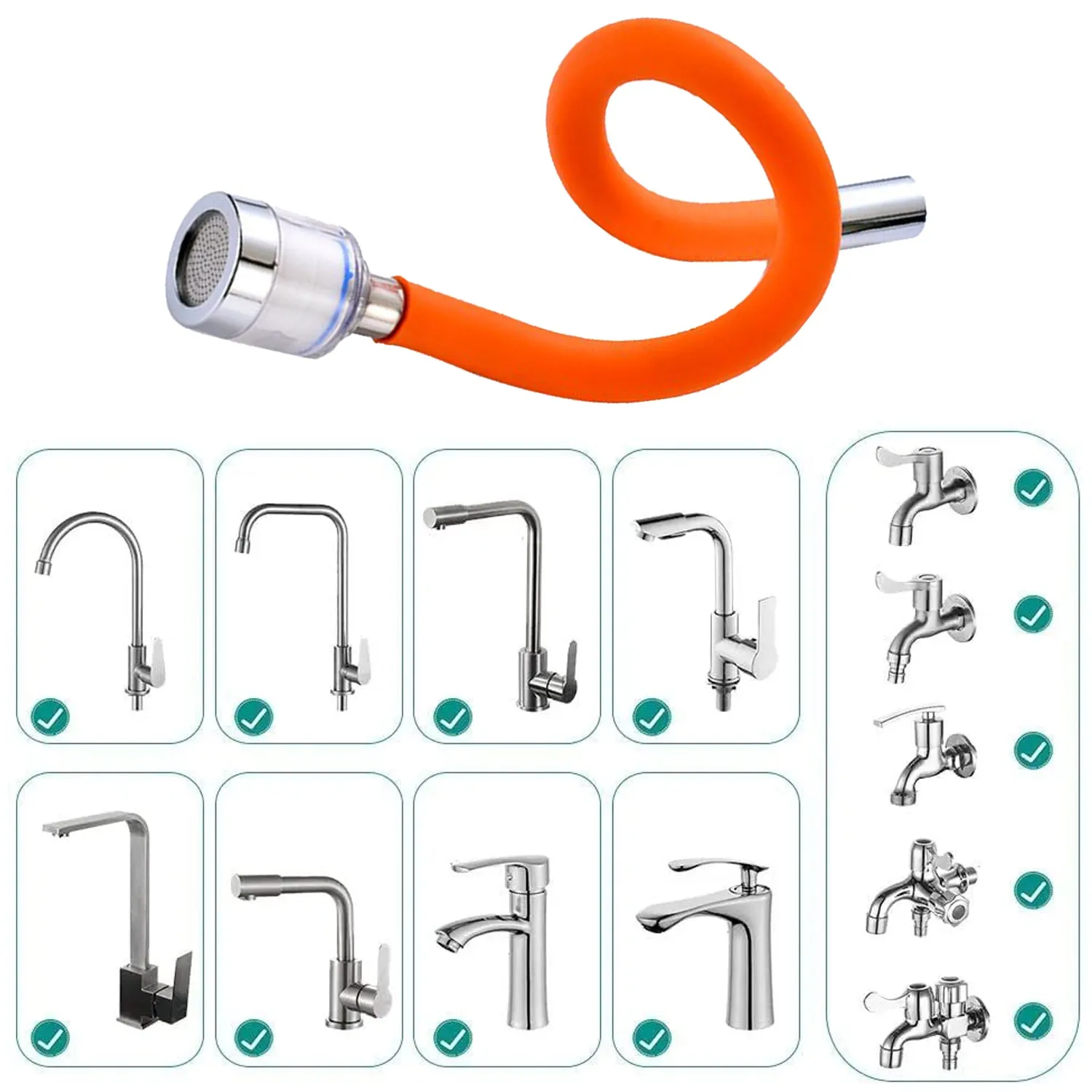 Flexible Water Tap Extender, Universal Foaming Extension Tube with Connector, 360 Free Bending Faucet Extender, Adjustable Sink Drain Extension (18cm)