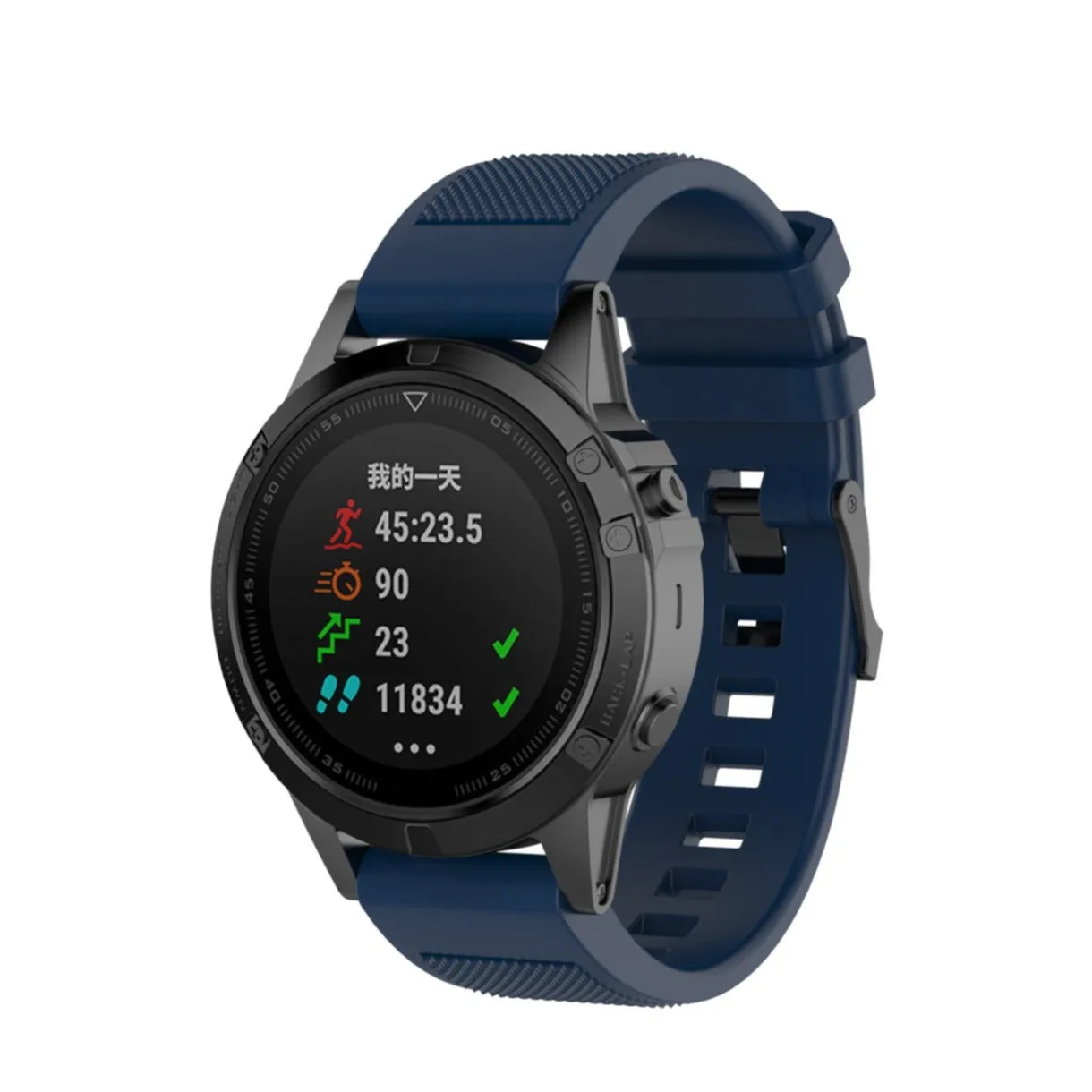 Garmin Fenix 5 Plus silicone sports bracelet with 22mm quick release (170-220 mm) - dark blue