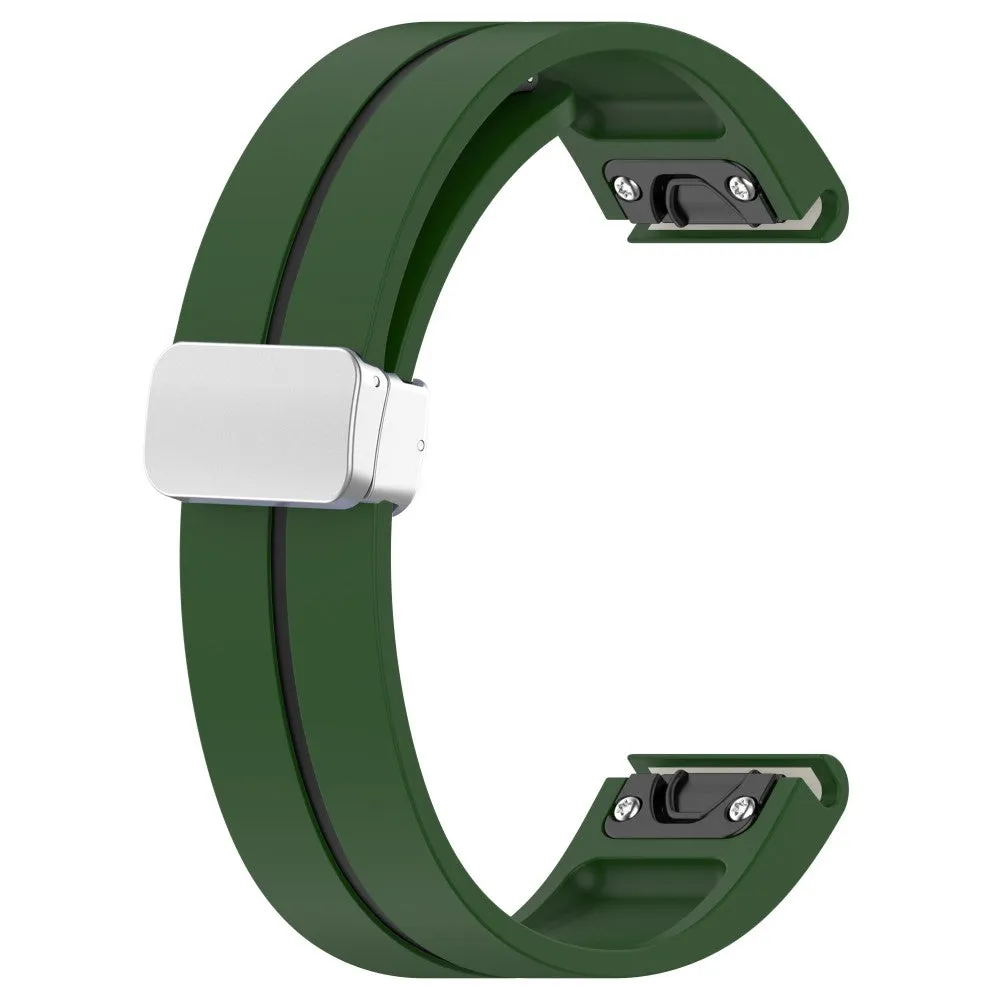 Garmin Fenix 6S Solar Silicone Sports Bracelet with Magnetic Clasp - Dark Green / Black