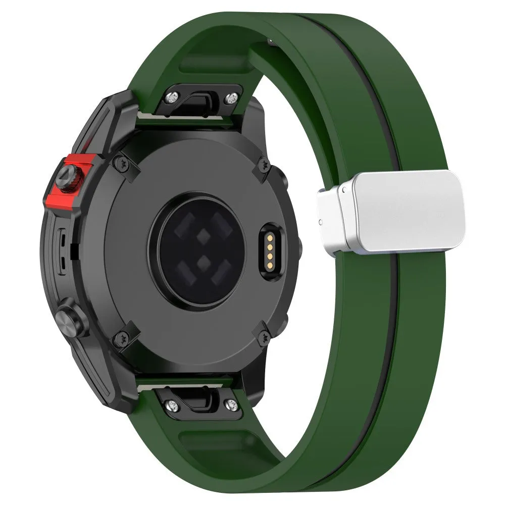 Garmin Fenix 6S Solar Silicone Sports Bracelet with Magnetic Clasp - Dark Green / Black