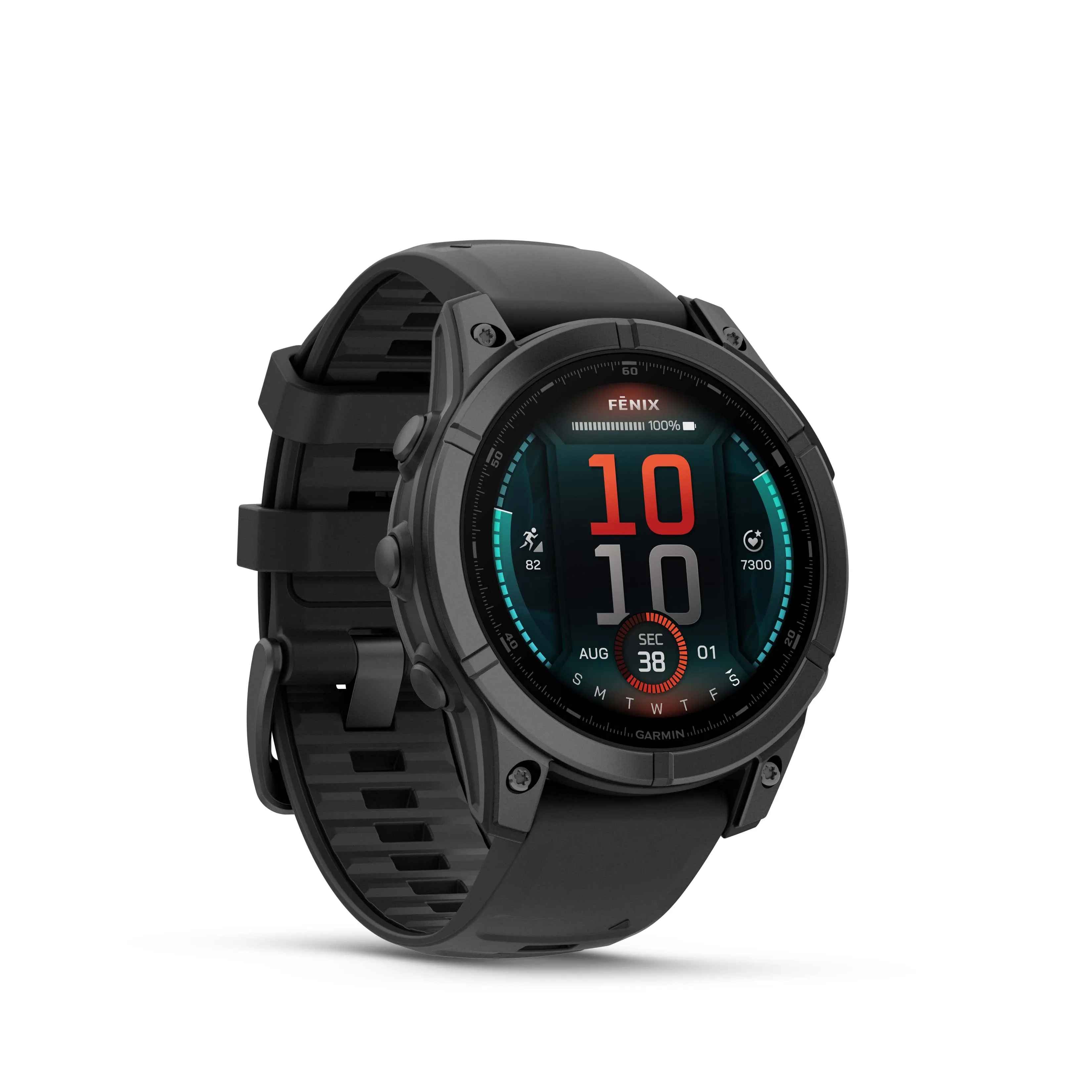 Garmin fenix E – 47 mm, AMOLED Slate Gray Steel with Black Silicone Band Multisport GPS Smartwatch (010-03025-03)