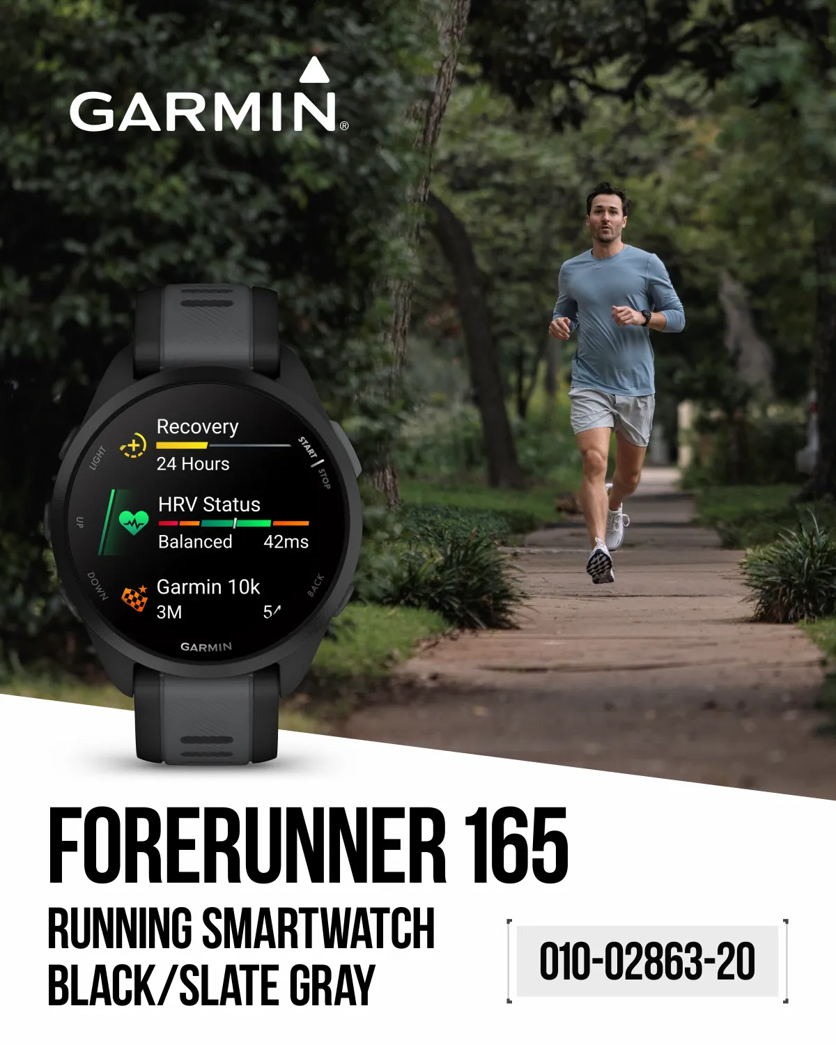 Garmin Forerunner 165 GPS Running Smartwatch | 19 hours in GPS mode |  AMOLED Display with Wearable4U Bundle