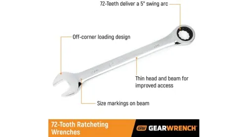 GEARWRENCH 13-Piece 72-Tooth 12 Point Ratcheting Combination SAE Wrench Set