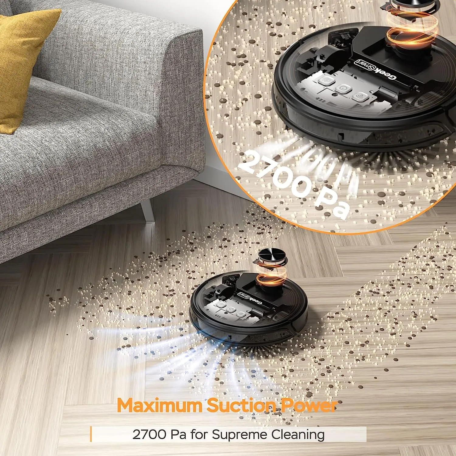 Geek Smart L8 Laser Robot Vacuum Cleaner , LDS Navigation, MAX 2700 PA Suction, Wi-Fi Connected APP