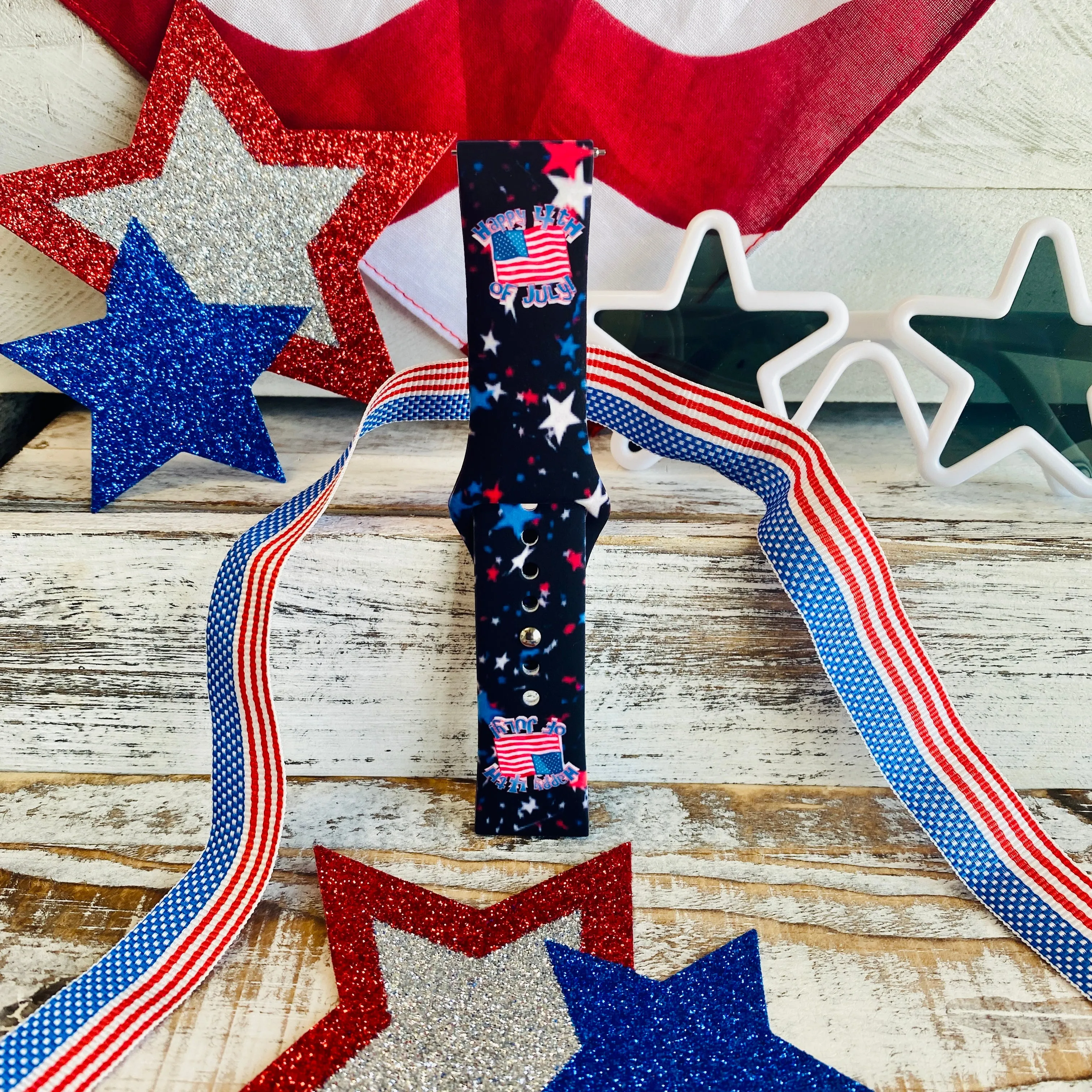 Happy 4th Of July Print Silicone Band For Samsung Watch