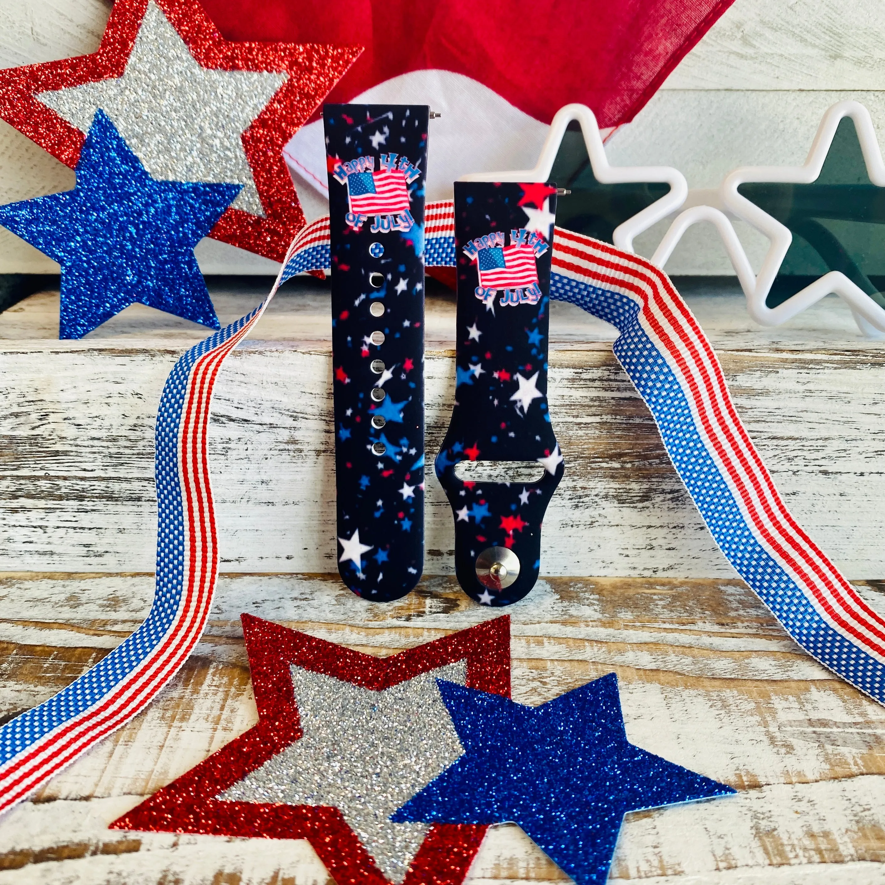 Happy 4th Of July Print Silicone Band For Samsung Watch