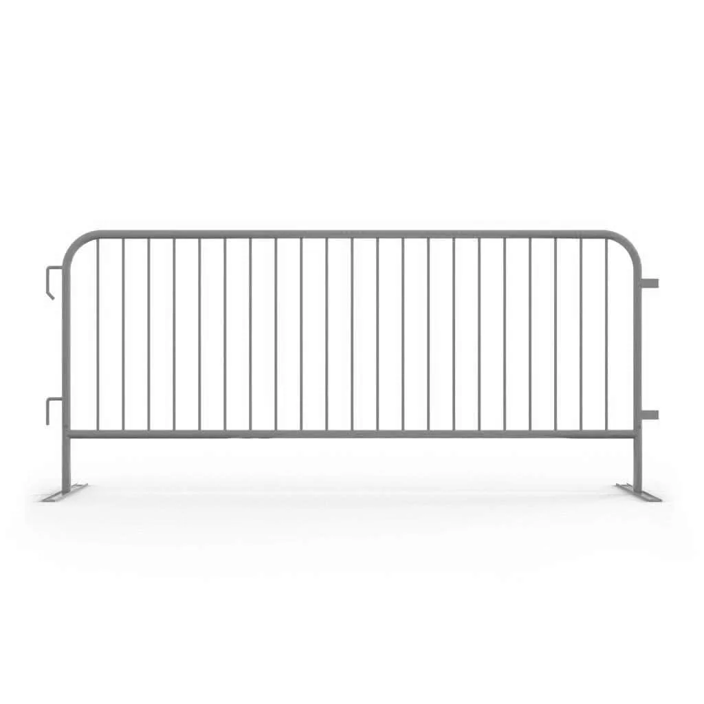 Heavy Duty Interlocking Steel Barricade, Gray, 8.5 Ft. - Angry Bull Barricades