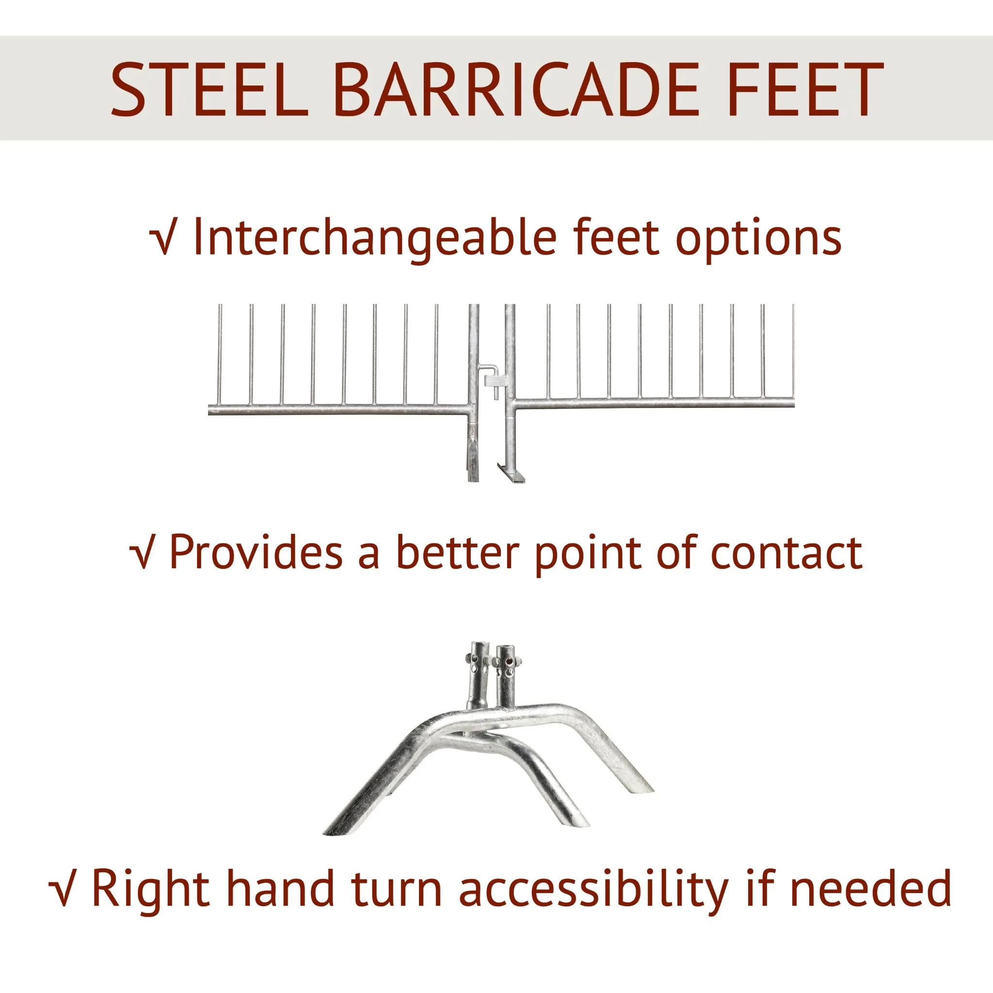 Heavy Duty Interlocking Steel Barricade, Gray, 8.5 Ft. - Angry Bull Barricades