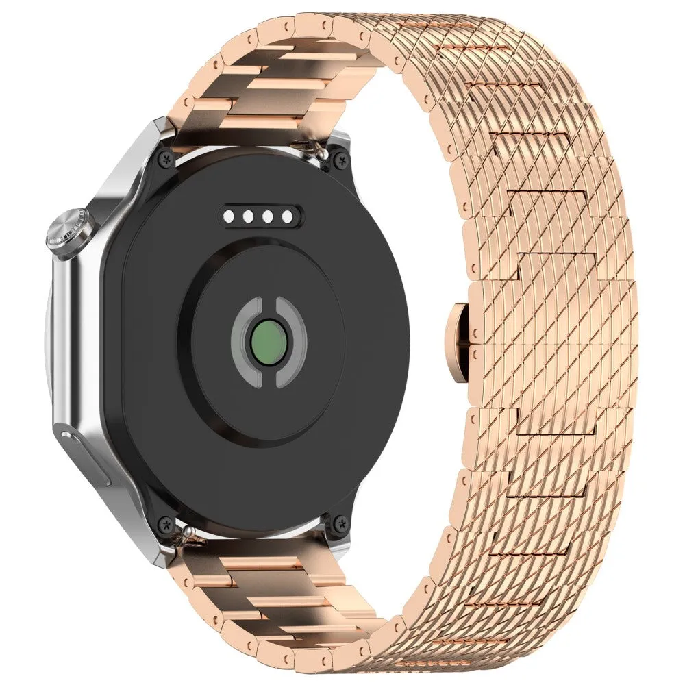 Huawei Watch 4 Pro stainless steel bracelet with stripes and butterfly clasp (joint circumference: 210 mm) - rose gold