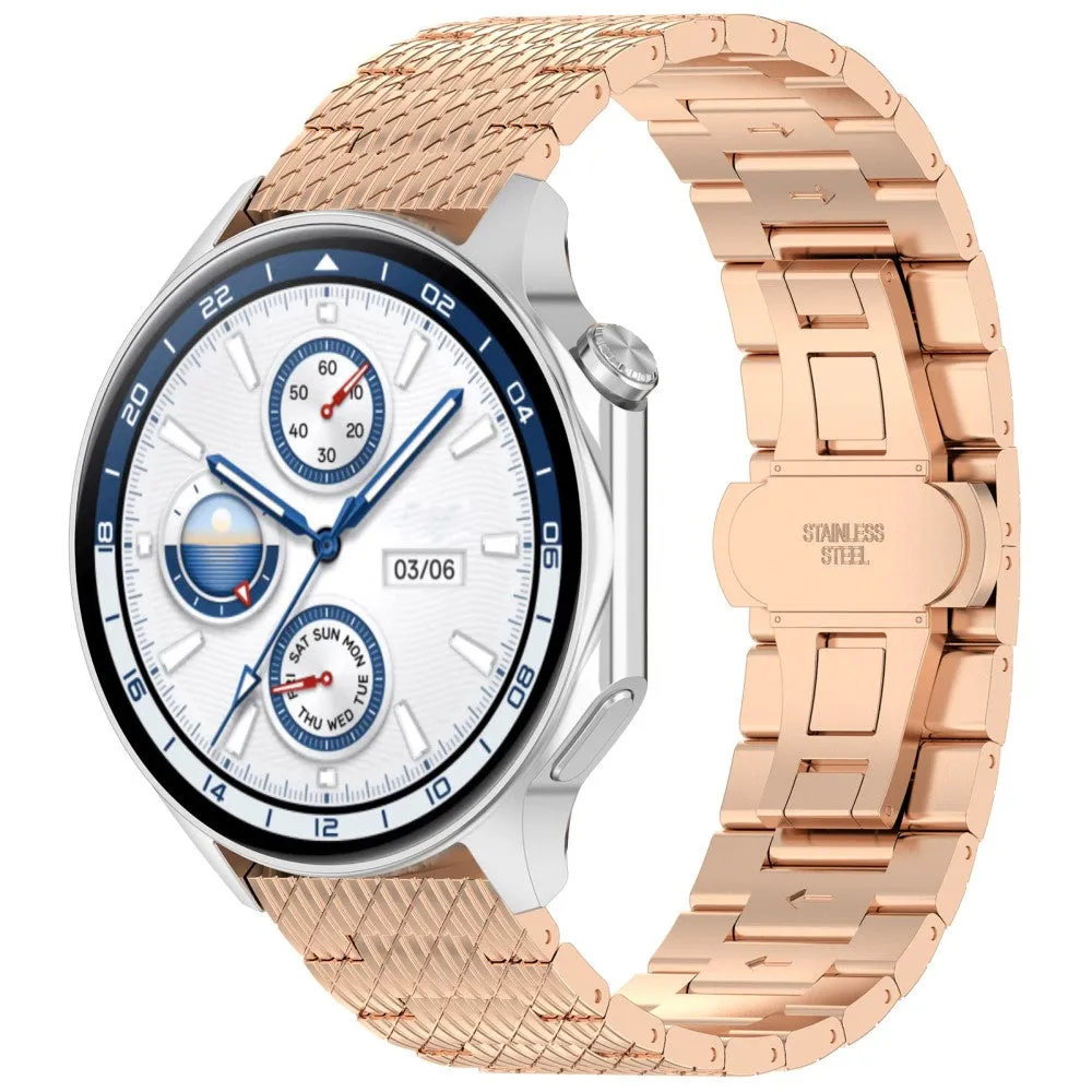 Huawei Watch 4 Pro stainless steel bracelet with stripes and butterfly clasp (joint circumference: 210 mm) - rose gold