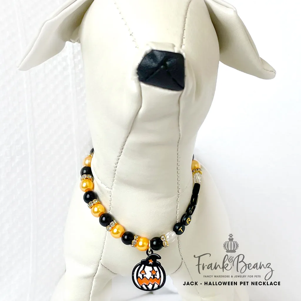 Jack O' Lantern Halloween Dog Necklace Cat Necklace Pearl Dog Collar Pet Necklace