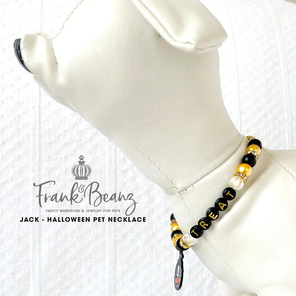 Jack O' Lantern Halloween Dog Necklace Cat Necklace Pearl Dog Collar Pet Necklace