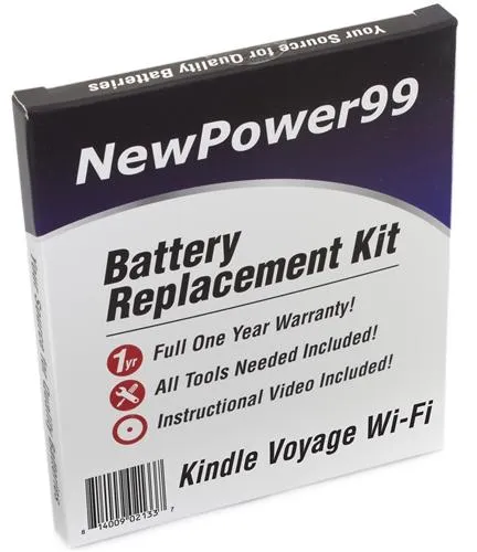 Kindle Voyage Wi-Fi Battery Replacement Kit with Tools, Video Instructions and Extended Life Battery and Full One Year Warranty