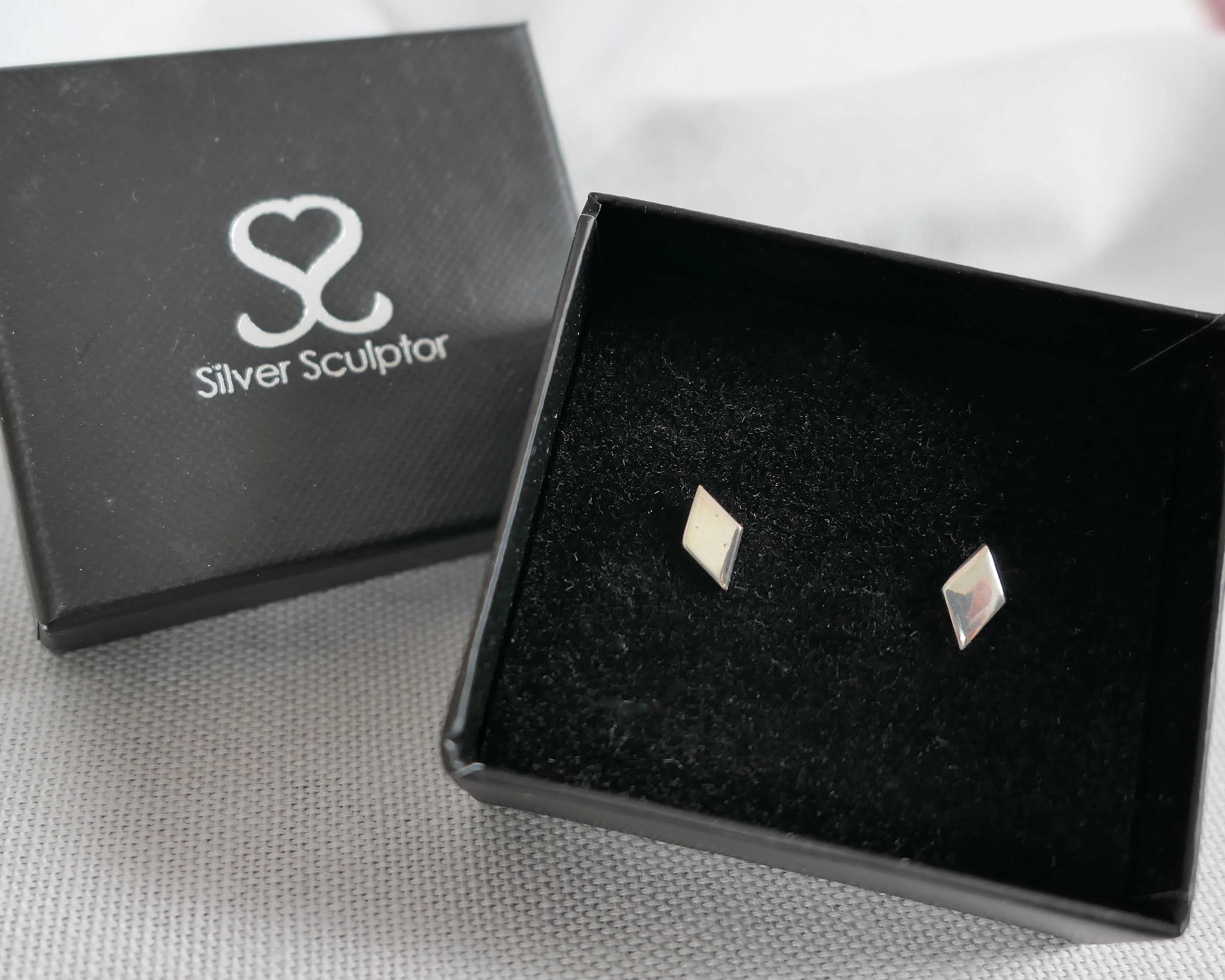 Kite Shaped Studs, Sterling Silver