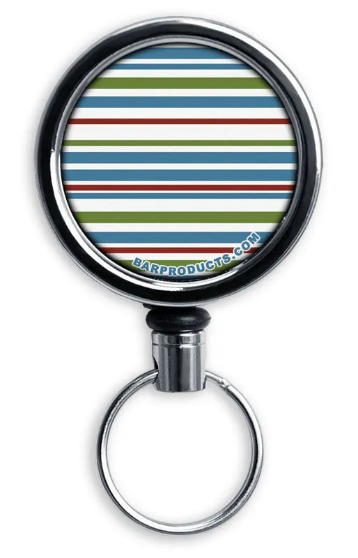 Kolorcoat™ Mini Bottle Opener with Retractable Reel – Stripes