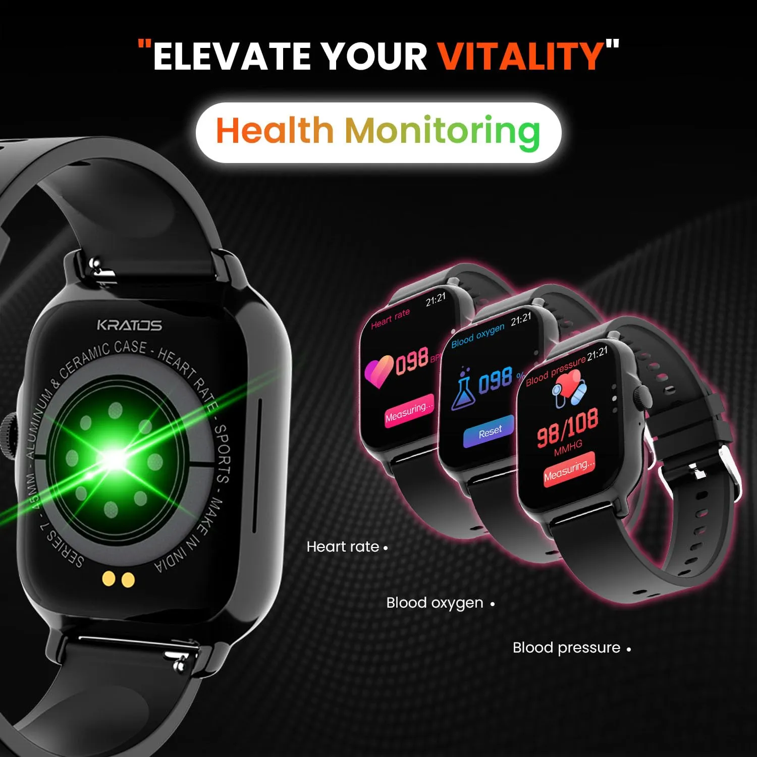 Kratos SW14 Smart Watch for Men and Women with Bluetooth Calling, 1.85" HD Display, IP67 Water Resistant, Long Battery Life, 25  Sport Modes,SpO2 & Health Monitoring, Smart Watch with 200  Watch Face