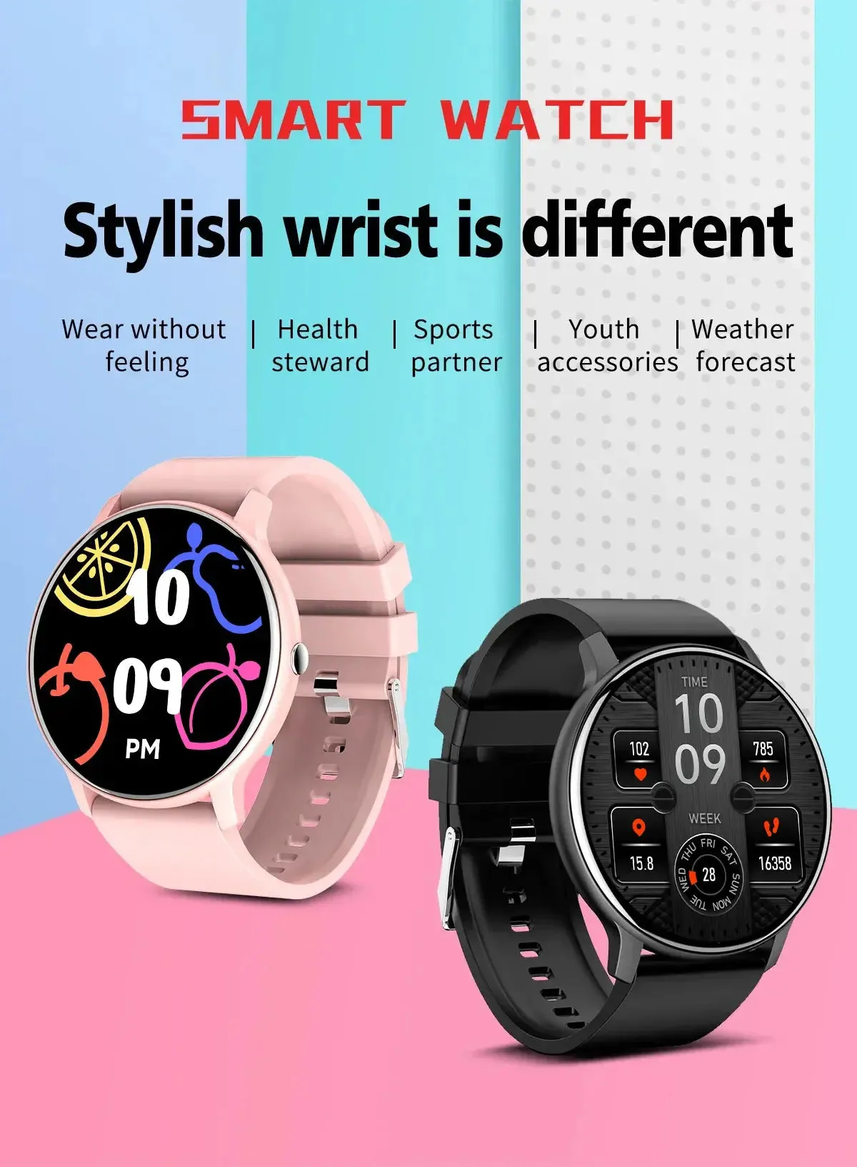 LAXASFIT New Smart Watch Heart Rate Sleep Health Monitor Bluetooth Talk IP68 Waterproof Sports Fashion Smart Watch Holiday Gift