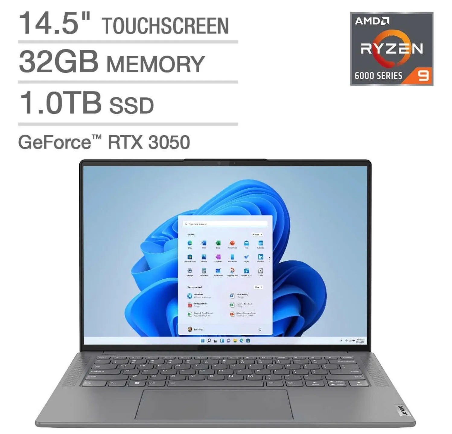 Lenovo Slim 7 Pro X 14ARH7 14.5" Touchscreen Laptop (BRAND NEW) - 3K (3072x1920) 120Hz IPS Display - AMD Ryzen™ 9 6900HS Octa-core (8 Core) @ 3.30 GHz upto 4.90 GHz , 32GB DDR5 RAM, 1TB NVMe SSD, GeForce RTX 3050 (4GB), 1080p (FHD) Webcam, Windows 11 Gray