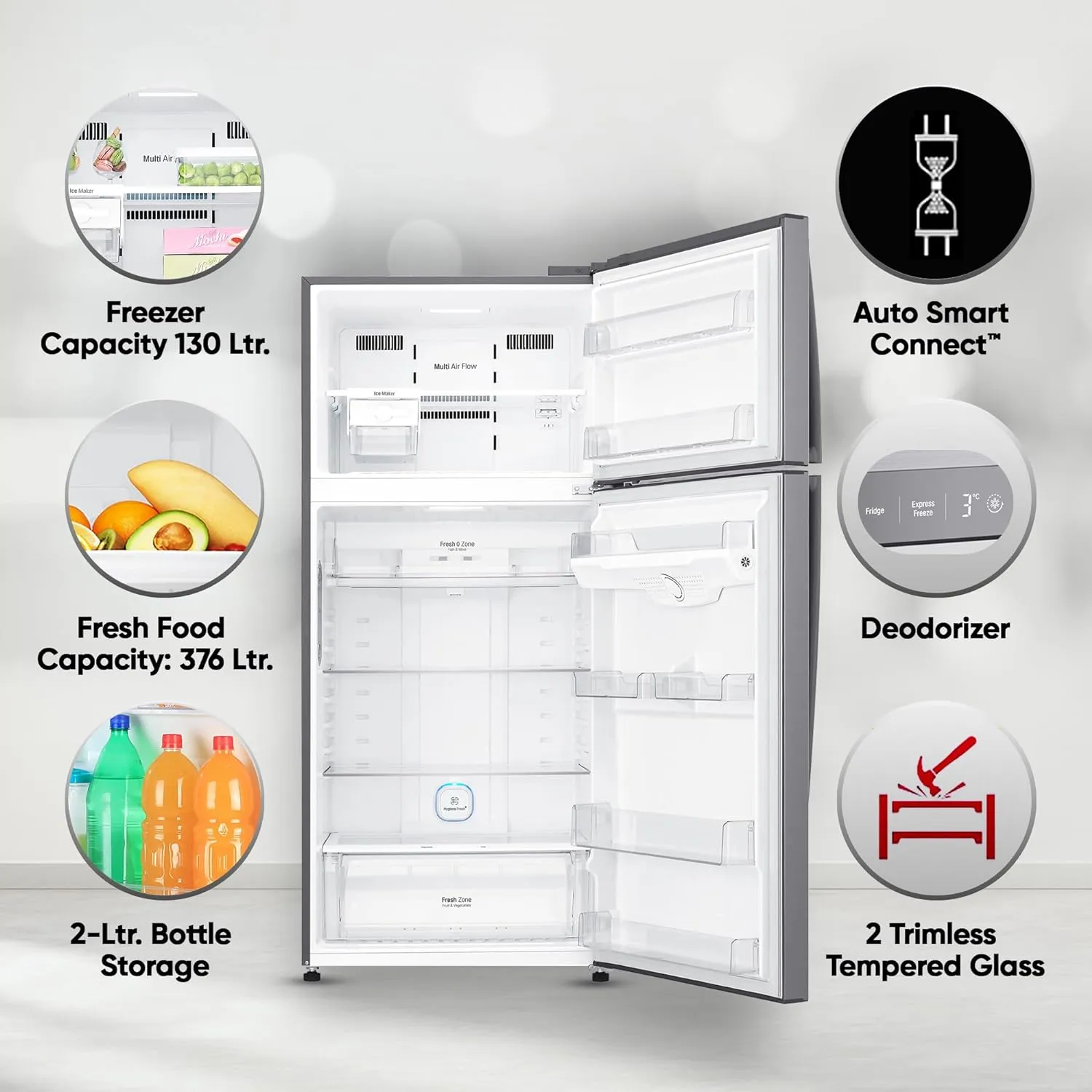 LG GN-H702HLHM 506 L 1 Star Frost Free Inverter Wi-Fi Double Door Refrigerator ( Platinum Silver3, With Hygiene Fresh  & Door Cooling )