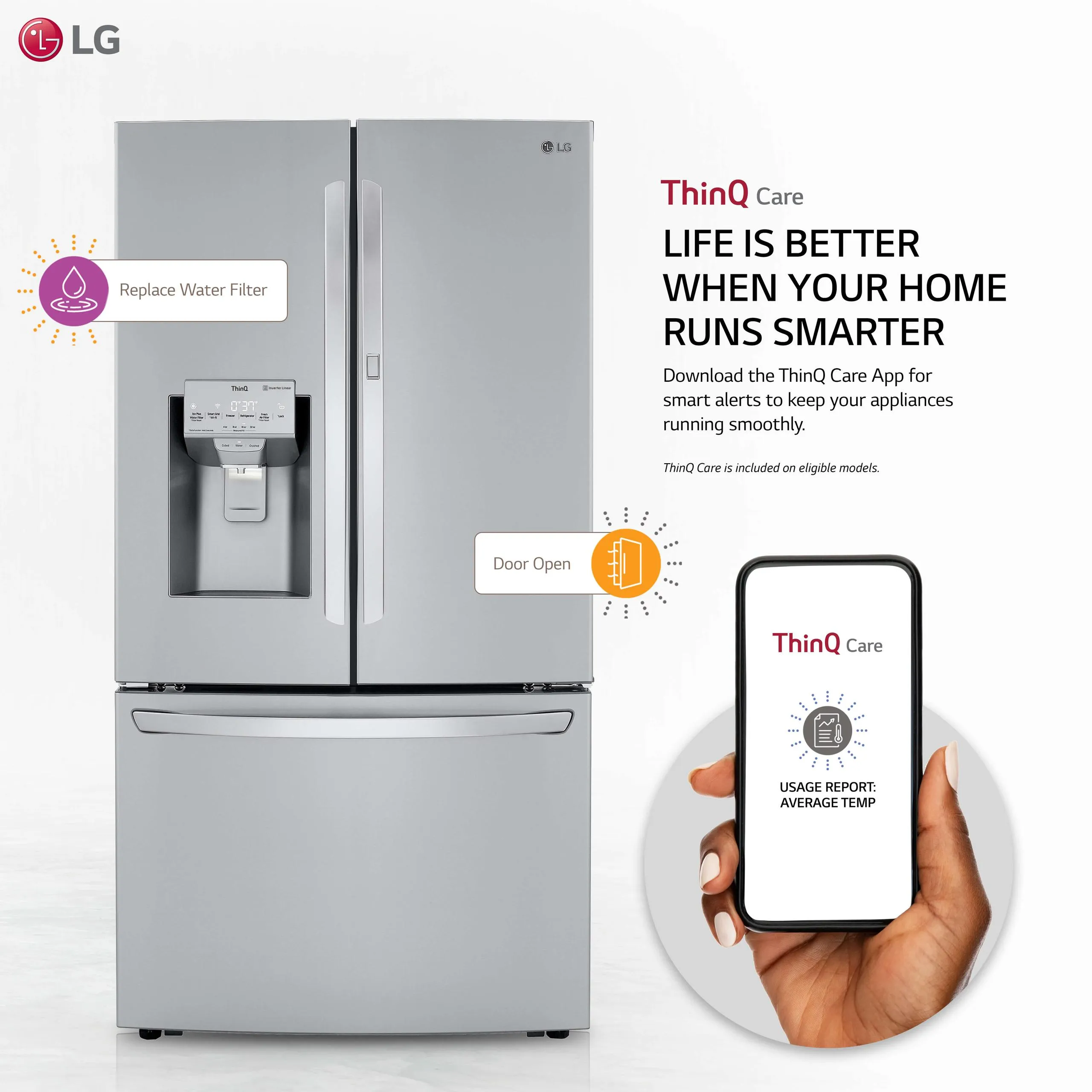 Lg LRFDC2406S 24 cu. ft. Smart wi-fi Enabled Door-in-Door® Counter-Depth Refrigerator with Craft Ice™ Maker