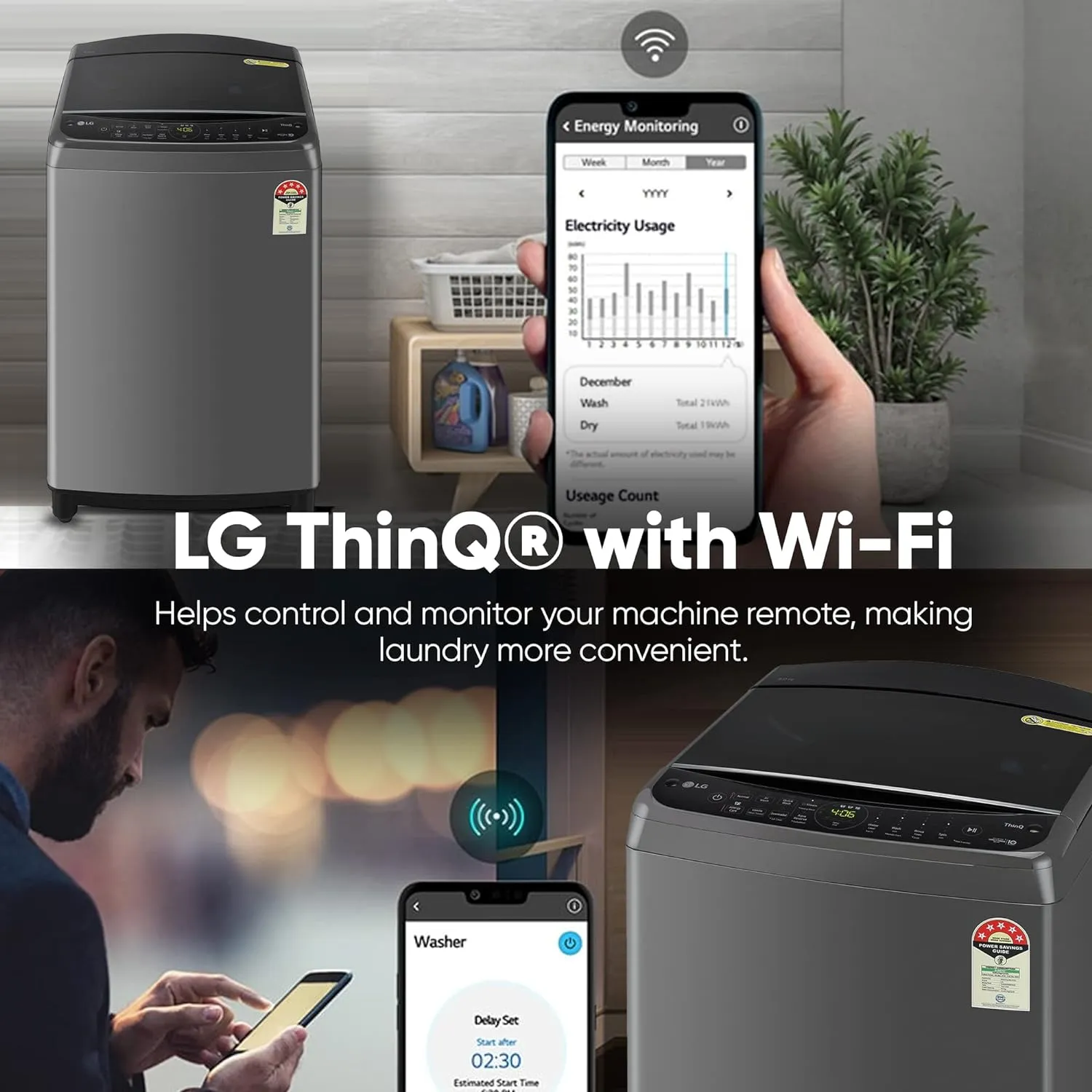 LG THD09NWM 9 Kg 5 Star Inverter Wi-Fi Fully-Automatic Top Loading Washing Machine