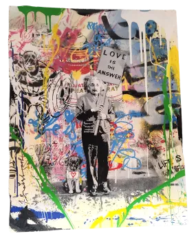 Love is the Answer Unique HPM Spray Paint Silkscreen by Mr Brainwash- Thierry Guetta