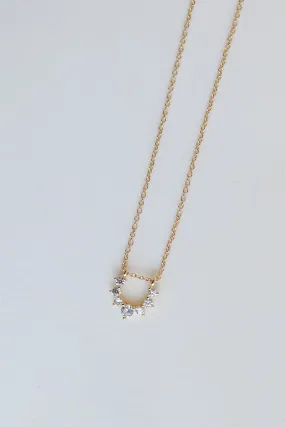 Mariah Gold Rhinestone Charm Necklace