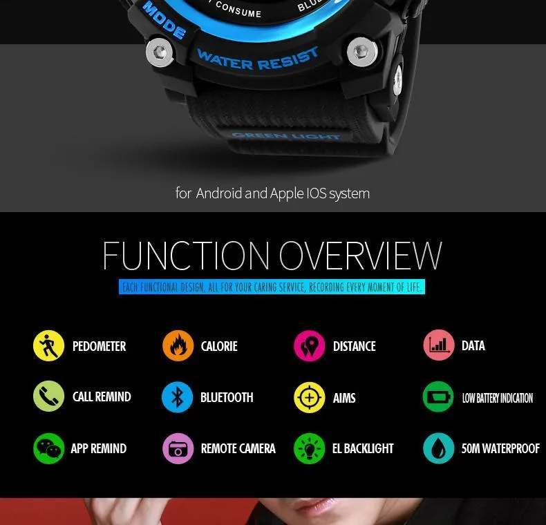 Men Smart Watch Pedometer Calories, Chronograph