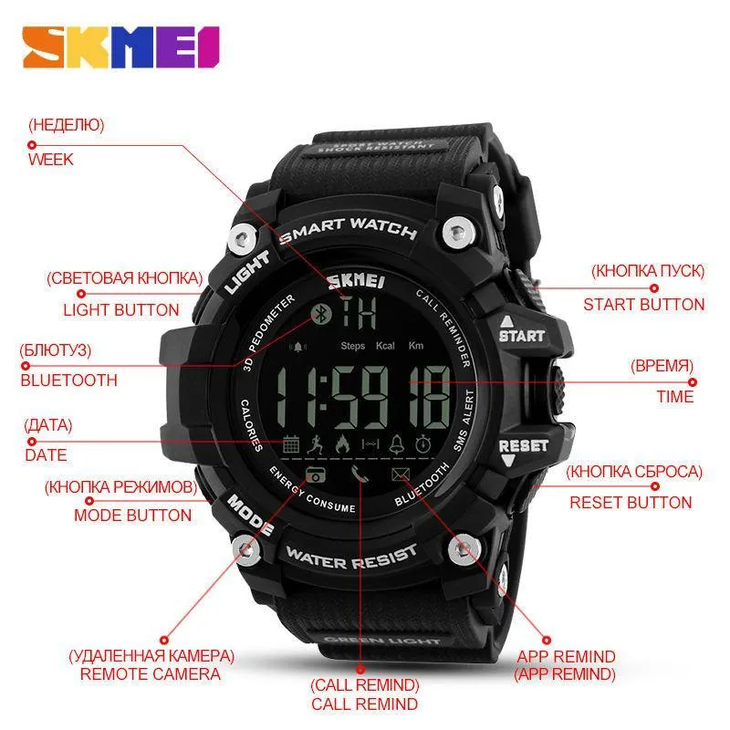 Men Smart Watch Pedometer Calories, Chronograph