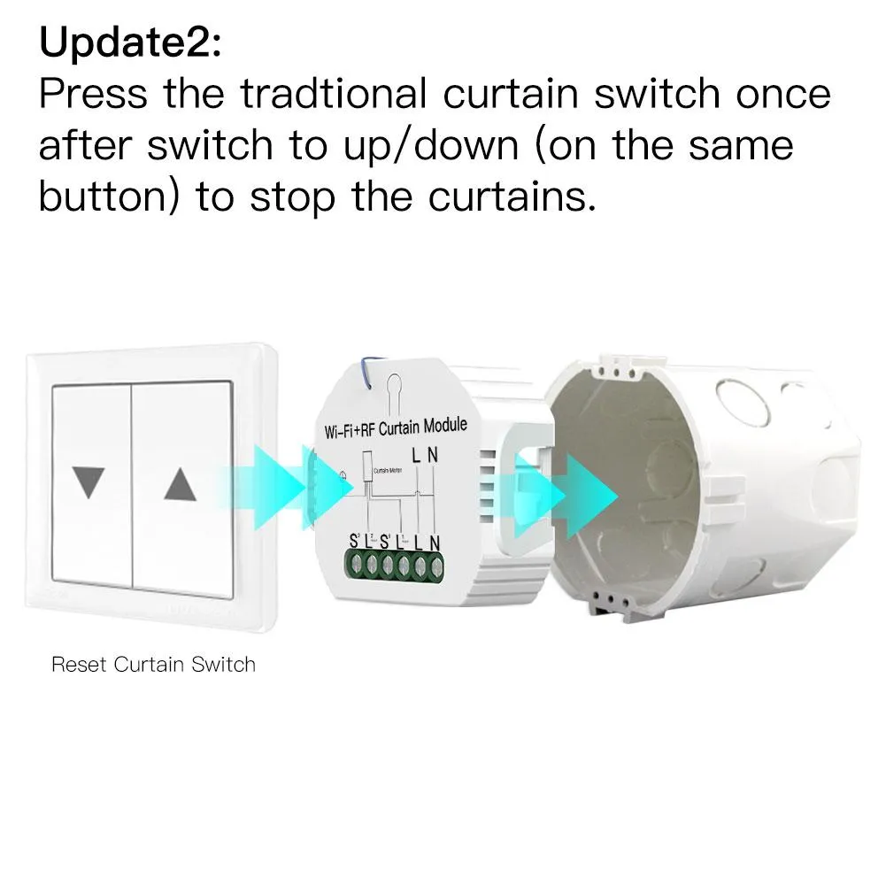 MOES WiFi Mini DIY Smart Curtain Switch Module APP Voice Control Electric Curtain Motor Relay