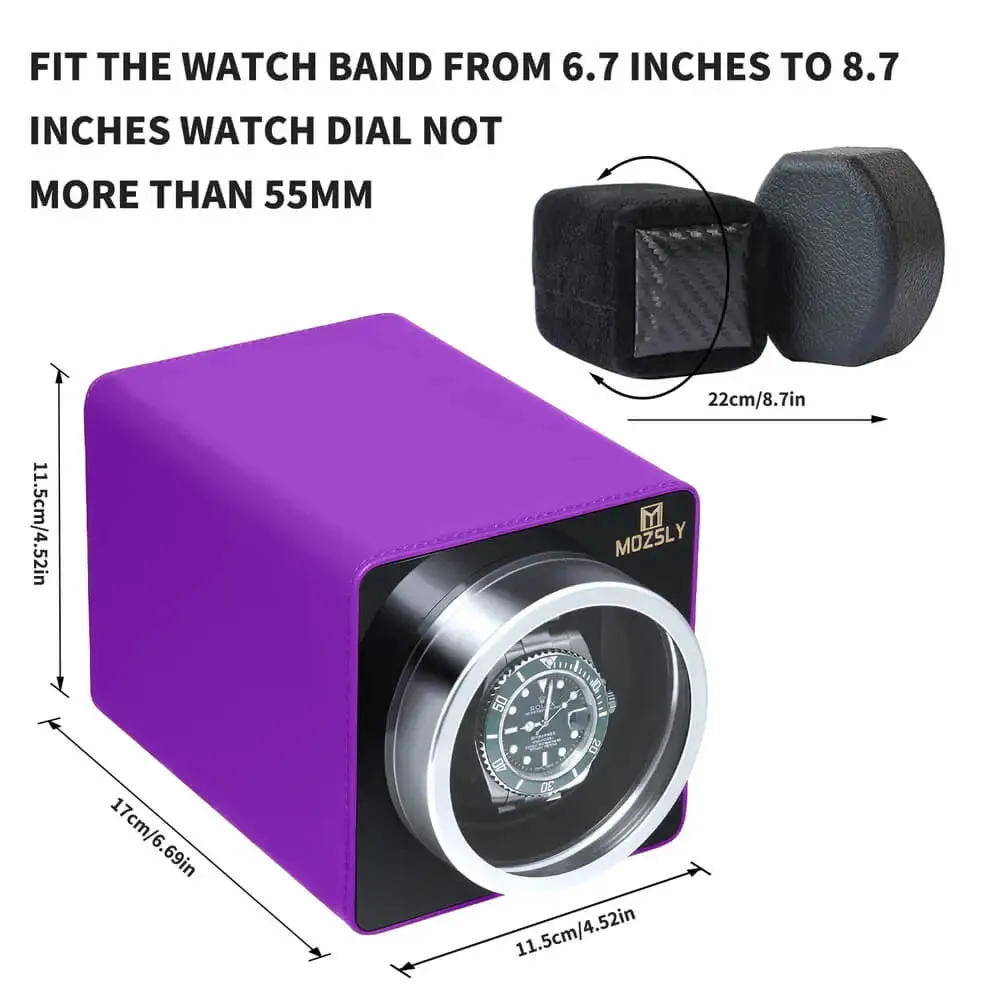 MOZSLY® Single Watch Winder - Purple Leather