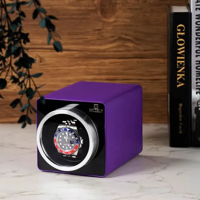 MOZSLY® Single Watch Winder - Purple Leather