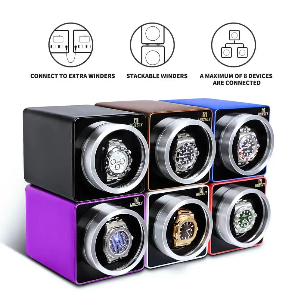 MOZSLY® Single Watch Winder - Purple Leather