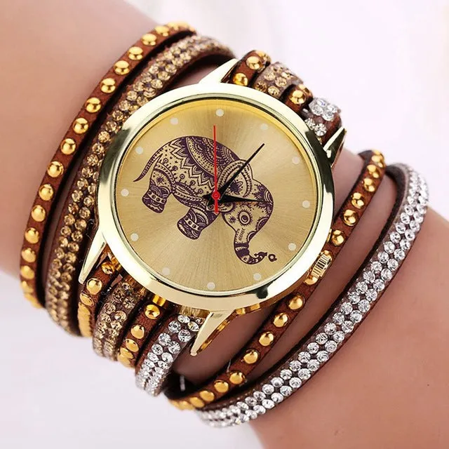 New Popular Fashion Elephant Pattern Bracelet Watches  Watch Women Dress Classical Jewelry Quartz Wristwatch XR955