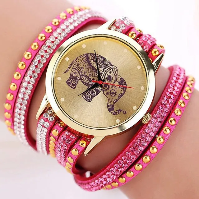 New Popular Fashion Elephant Pattern Bracelet Watches  Watch Women Dress Classical Jewelry Quartz Wristwatch XR955