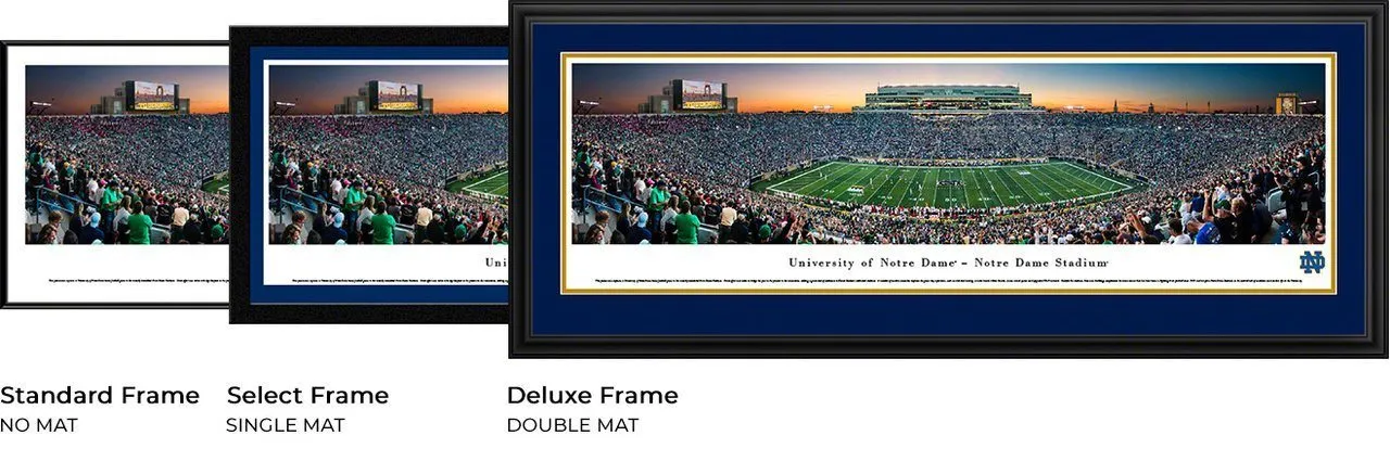 Notre Dame Football - "Stadium 50 Yard Line" Panorama Framed Print