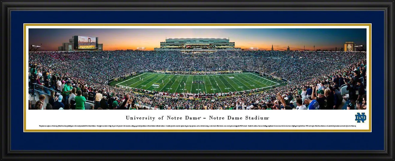 Notre Dame Football - "Stadium 50 Yard Line" Panorama Framed Print